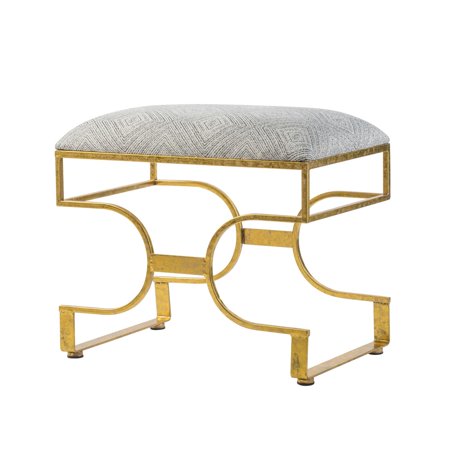 A&B Home Iron Upholstered Bench - Gold