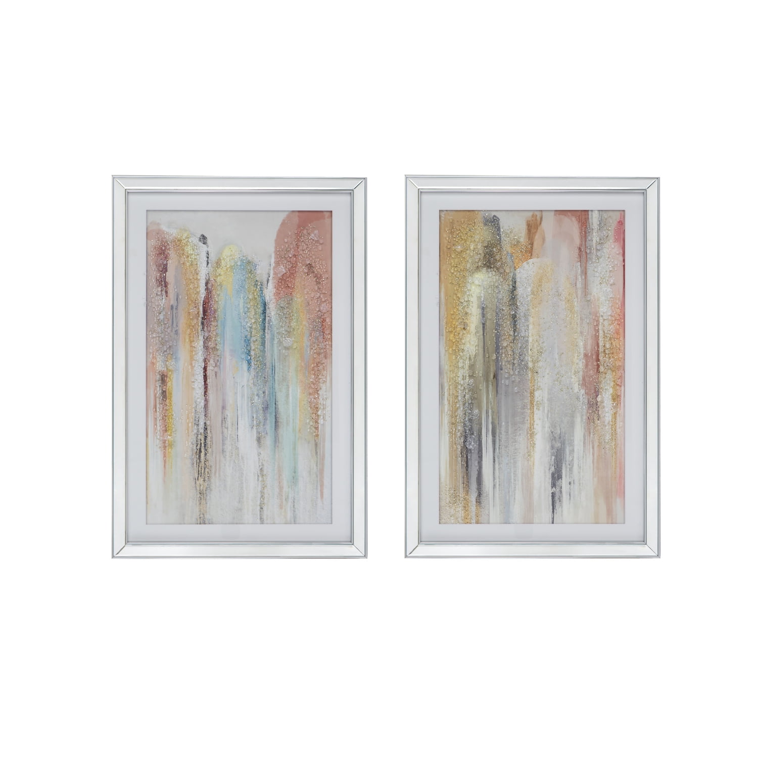 23.5"x35.5" Jennings Watercolor Cascade Crystal Mirror Framed Art Set