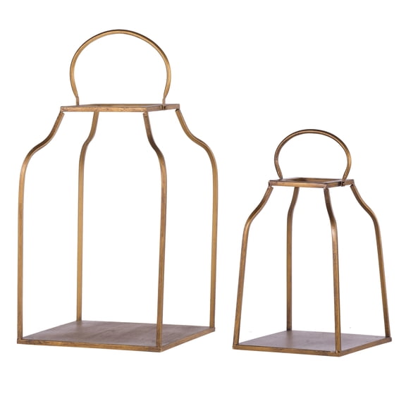 A&B Home King Cottage Lanterns - Set of 2-Color:Antique Gold,Style:Cottage