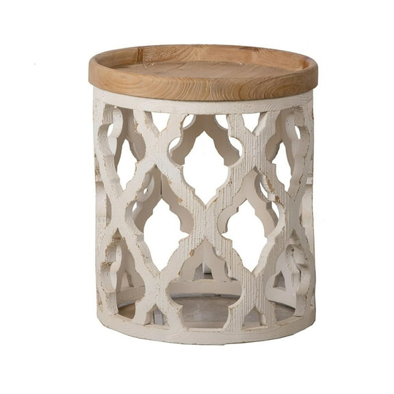 Large Side Table - Distressed White, Natural