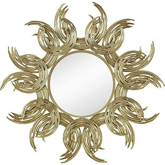 A&B Home Large Sunburst Mirror Wall Dcor - 38" Metal Decorative Mirror with Gold Finish, Boho Wall Dcor Sun Mirror for Living Room Bathroom Enterway