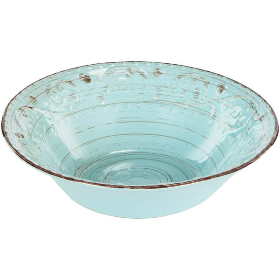 A&B Home Lot of 2 Rustic Fare Serving Bowl 10"x3" Aqua Blue
