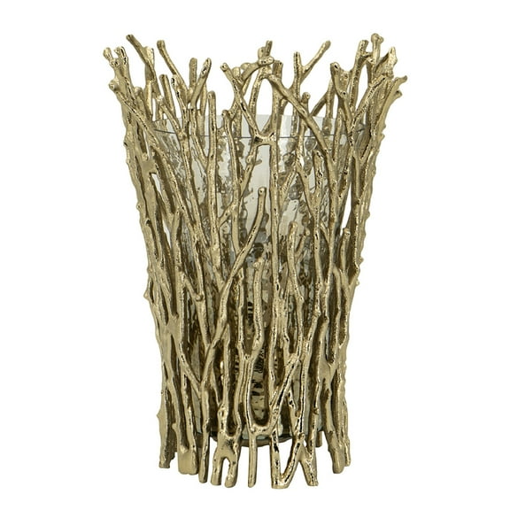 A&B Home Mabrey Aluminum Branch Glass Candle Holder - 9"Dia. x 12.5"H - Gold/Clear
