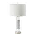 thumbnail image 1 of A&B Home Marble and Acrylic Cylinder Table Lamp with Drum Fabric Shade - White Marble, Clear Finish - White Shade, 1 of 5