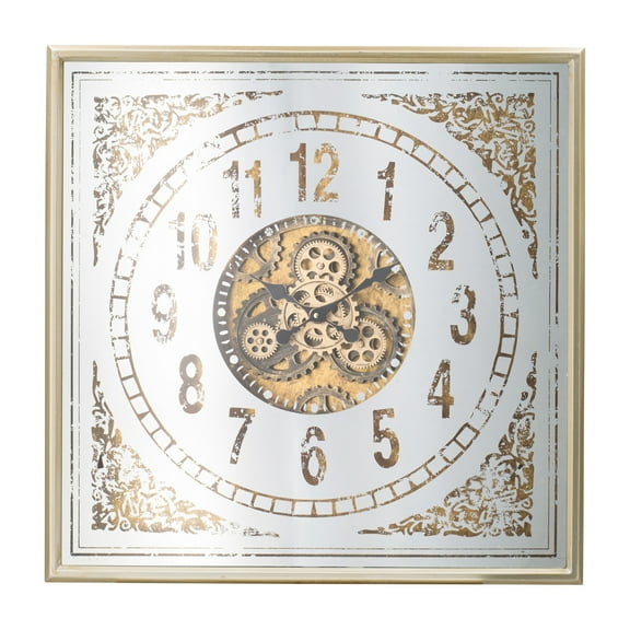 A&B Home Mirrored Gear Wall Clock - Antique Gold, Mirror Finish