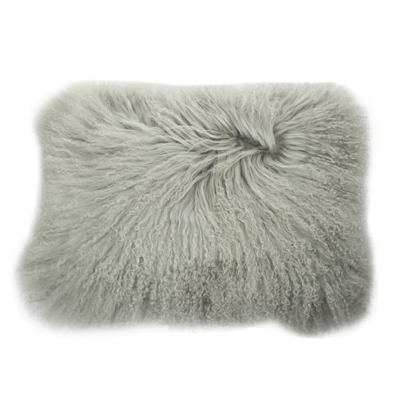 A&B Home Mongolian Lamb Fur Rectangular Pillow, Gray