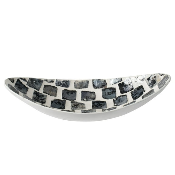 A&B Home Mosaic Patterned Decorative Tray - 18" x 9" x 4" - Black/White
