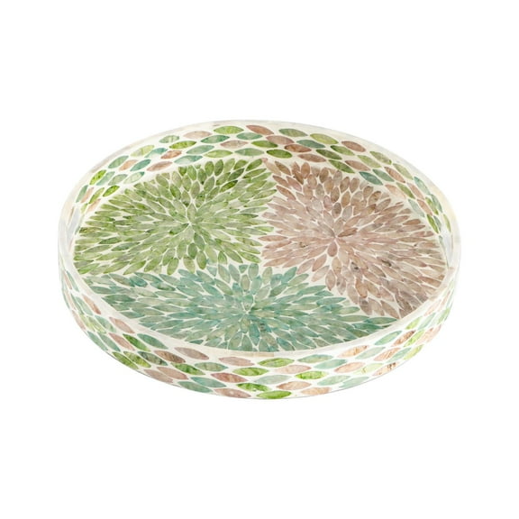 A&B Home  Multicolor Round Capiz Tray Small 14 inches