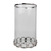 A&B Home Nickel and Glass Candle Holder - Clear, Silver-Color:Clear,Style:Vintage Glamour
