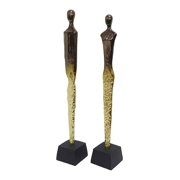 A&B Home Old World Aluminum Human Statuaries - Set of 2 - Gold/Copper/Black