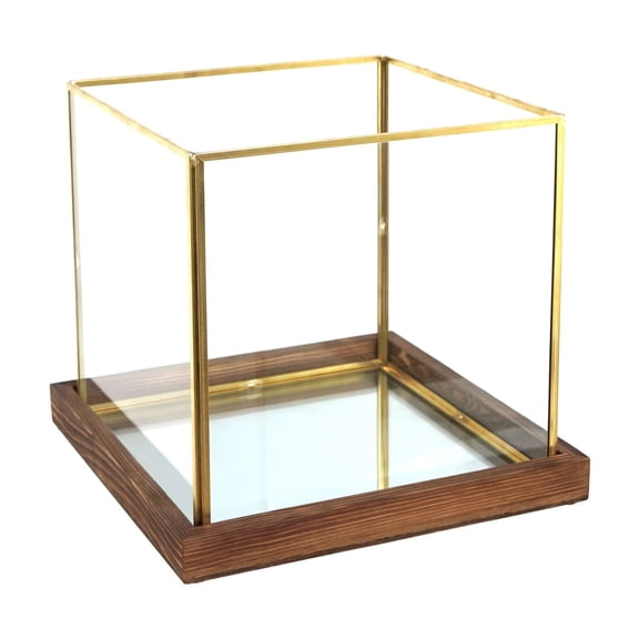 A&B Home Open Glass Box - 10.5" x 10.5" x 10" - Gold/Clear