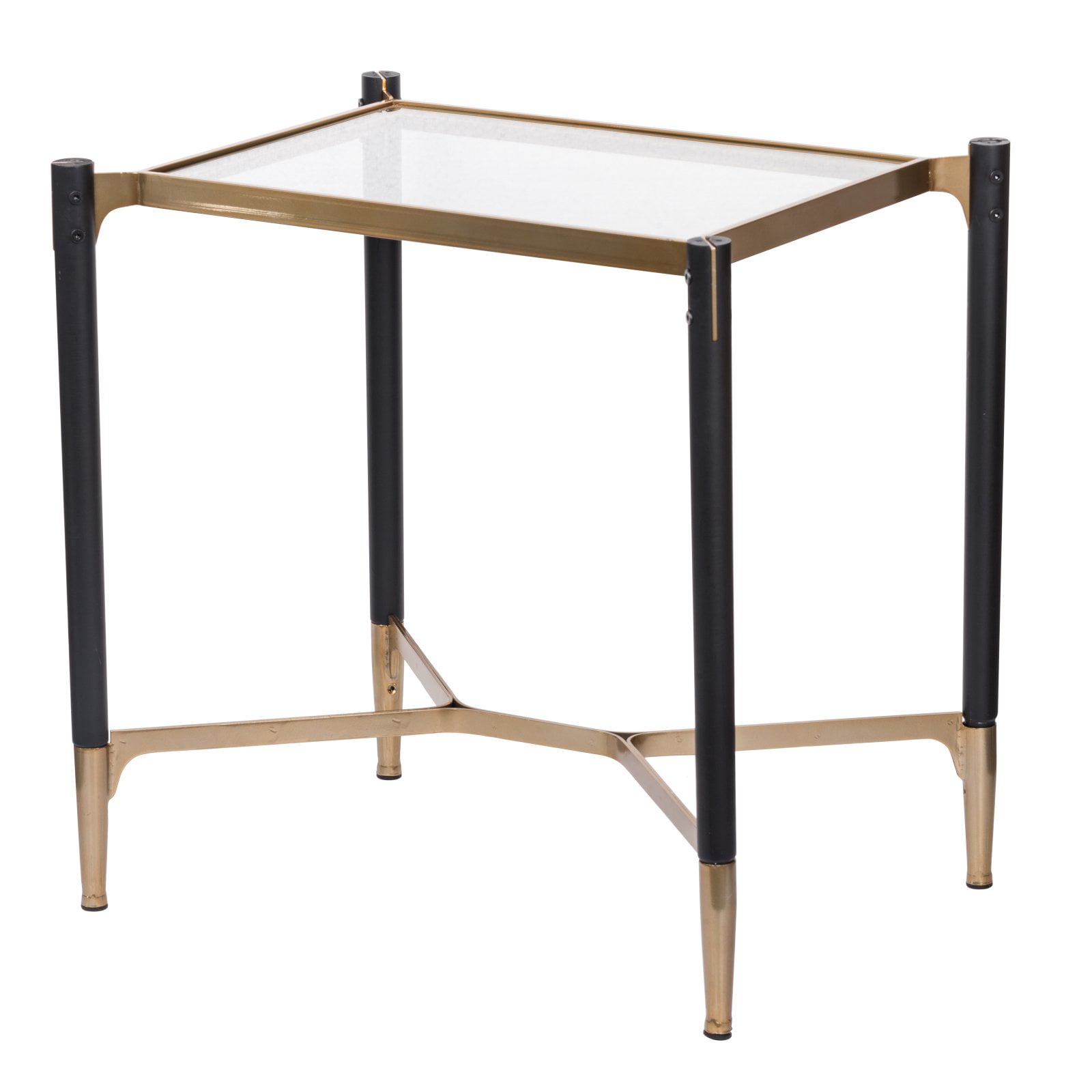 Modern Chic Park View Black & Gold Glass-Top Side Table