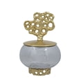 thumbnail image 1 of A&B Home Percy Aluminum Lidded Glass Jar - 7.5"Dia. x 12"H - Grey/Gold, 1 of 5
