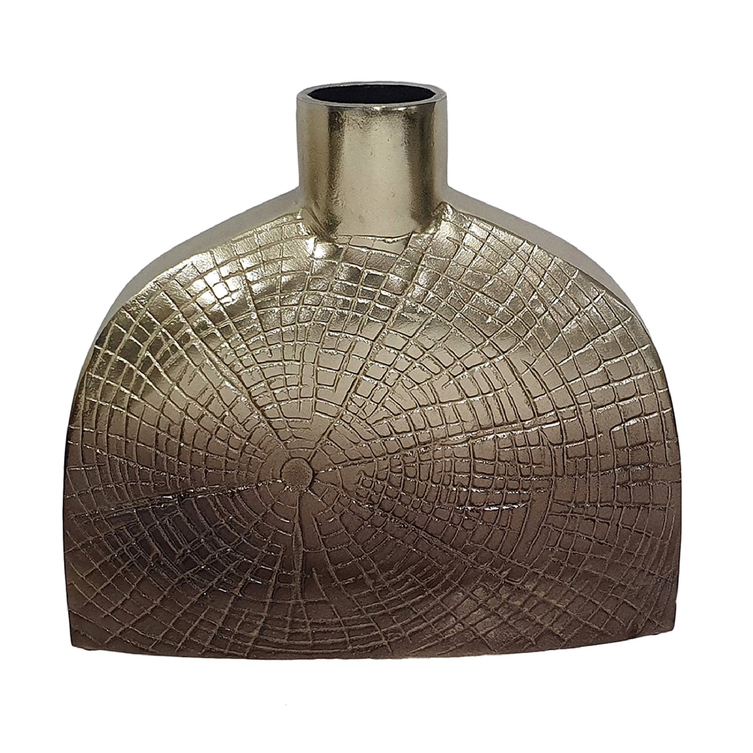 Percy Gold and Brown Aluminum Vase with Tree Ring Design