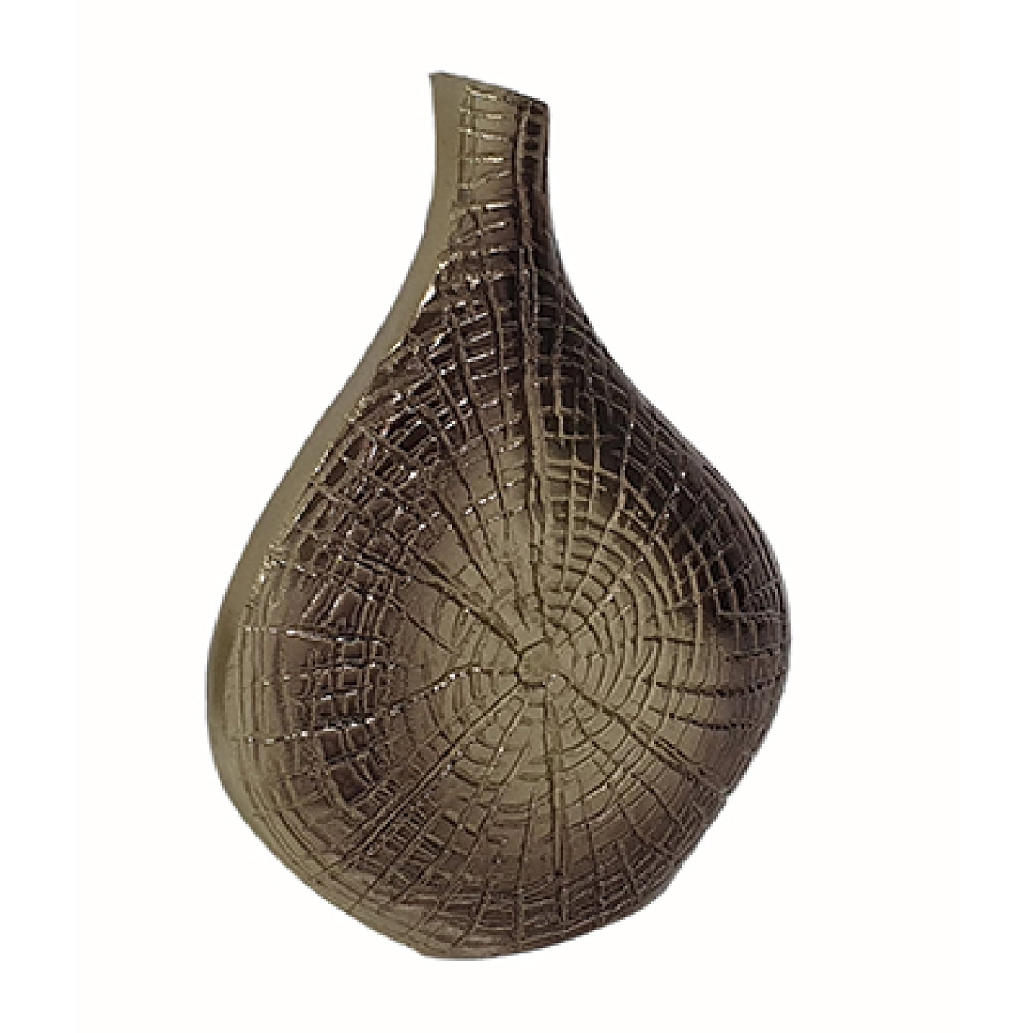 Percy Gold and Brown Aluminum Vase with Tree Ring Design