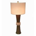 thumbnail image 1 of A&B Home Quartz Table Lamp with Cylinder Fabric Shade - Antique Brass, White Finish - White Shade, 1 of 2