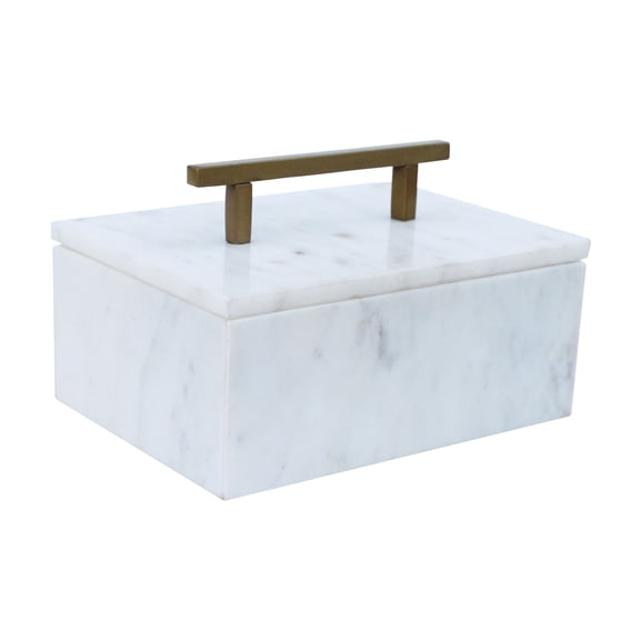 A&B Home Rectangular Decorative Marble Box with Gold Handle 7.1" x 4.9" x 4.3"
