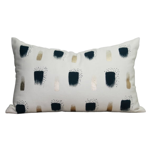 A & B Home Rectangular Decorative Pillow - White/Gold/Blue