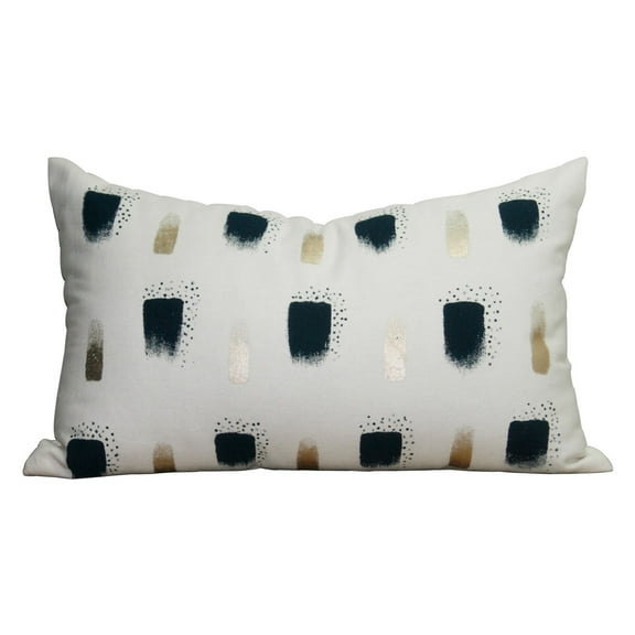A & B Home Rectangular Decorative Pillow - White/Gold/Blue