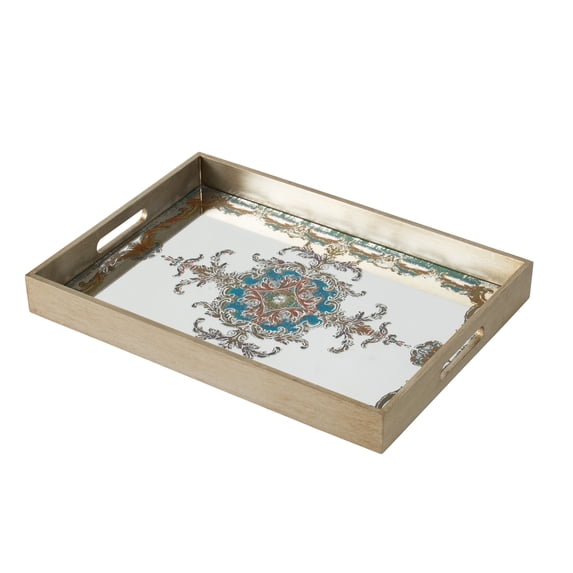 A&B Home Rectangular Mirrored Decorative Tray 18x13 Blue