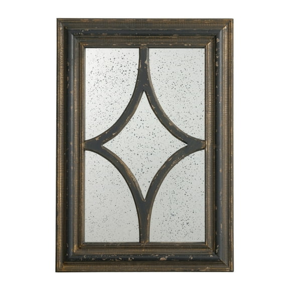 A&B Home Rectangular Wall Antiqued Mirror - Black Frame