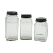 A&B Home Ribbed Clear Glass Kitchen Canisters - Set of 3 - Clear