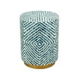 thumbnail image 1 of A&B Home Round Accent Stool with Blue and White Capiz Design and Gold Pedestal Base D14x18", 1 of 3
