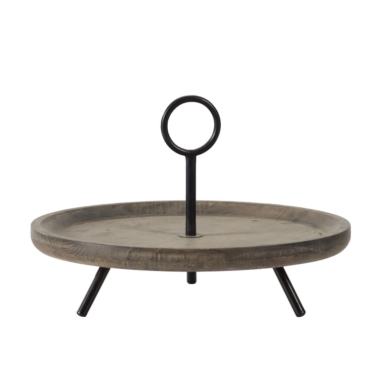 A&B Home Round Table Top Tray with Center Loop Handle and 