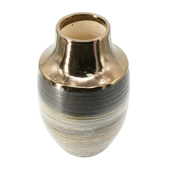 A&B Home Round Two Tone Ceramic Table Vase 7.3" x 7.3" x 11"