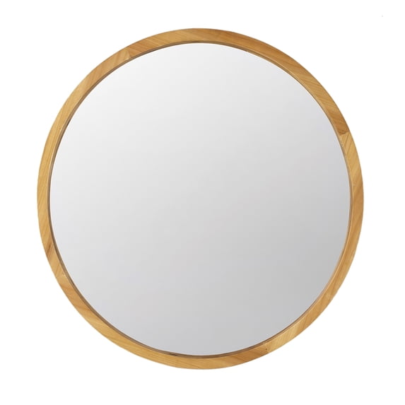 A&B Home Wall Mirror - 28" Round Mirror Farmhouse Circle Mirror with Wood Frame, Wall Décor for Living Room Bathroom Entryway, Rustic Brown
