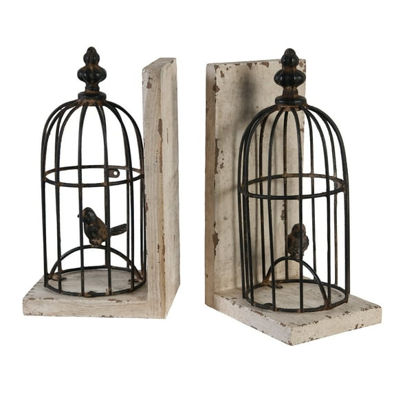 A&B Home S/2 5.5 x 4.3 x 9.8" Birdcage Bookends 6S/Ctn-Color:White,Style:Classic Vintage