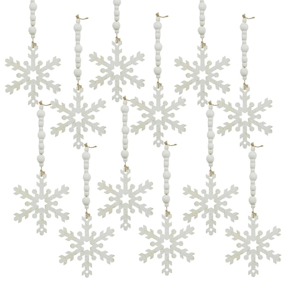 A&B Home Set of 12 Beaded Icicle Snowflake Hanging Ornaments 9.8" x 4.7" x 0.6"