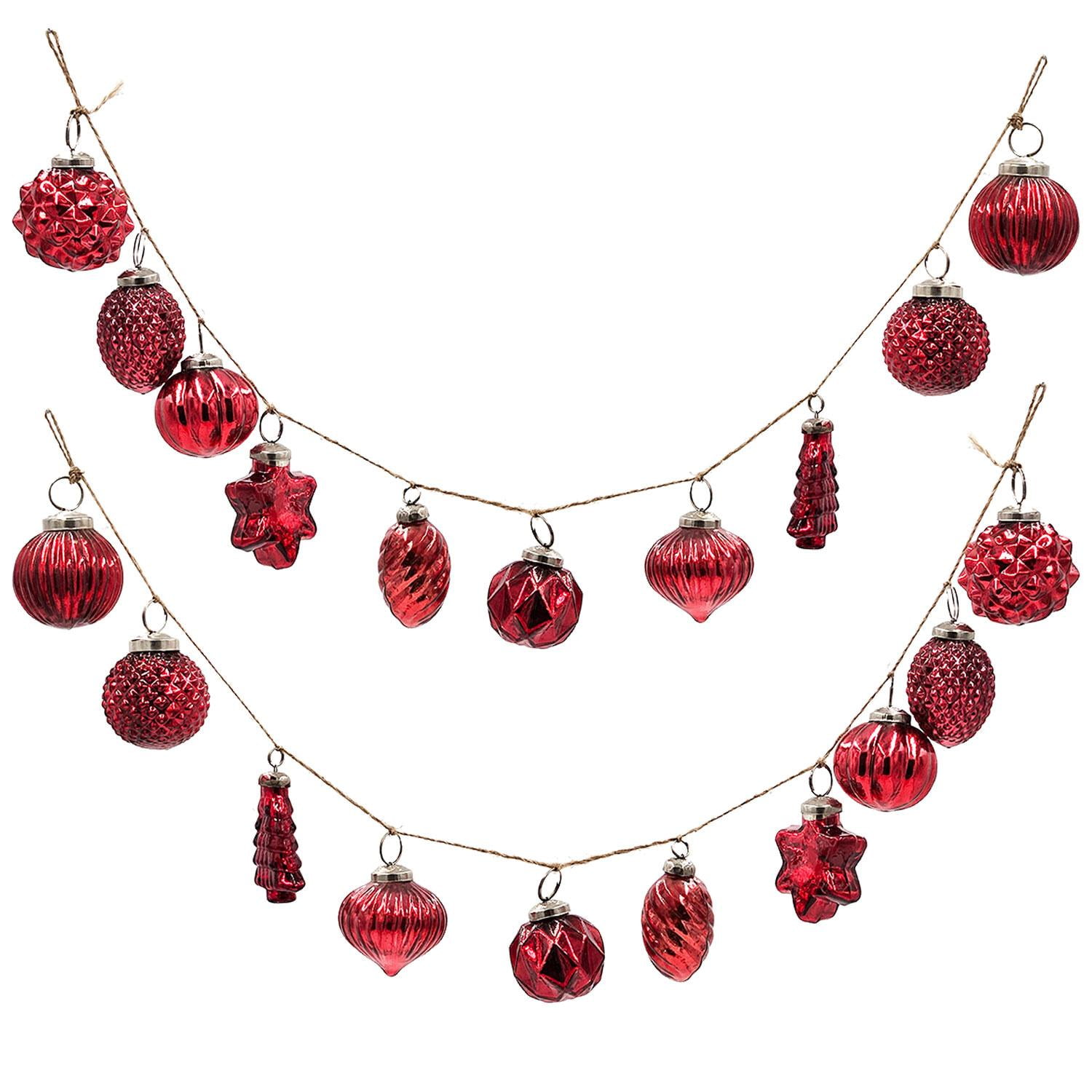 4' Red Glass Beaded Garland Set with Jute String