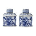 thumbnail image 1 of A&B Home Set of 2 Blue and White Chinoiserie Porcelain Lidded Jar, 1 of 11