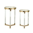 thumbnail image 1 of A&B Home Set of 2 Round Side Table with Clear Top and Gold Accent, 1 of 8