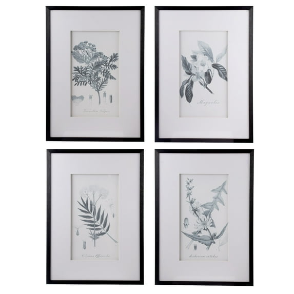 A&B Home Set of 4 20x28 inch Botanical Black And White Faux Pencil Art
