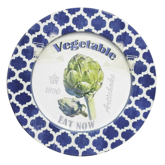A&B Home Set of 4 Abington Artichoke Plates in Navy, Made of Metal