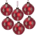 thumbnail image 1 of A&B Home Set of 6 Red Glass Ball Hanging Ornaments with Gold Glitter Pattern 3.9" x 3.9" x 3.9, 1 of 10
