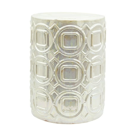 A&B Home Shelby Iridescent Glaze Ceramic Garden Stool - 14"Dia. x 19.5" - Cream