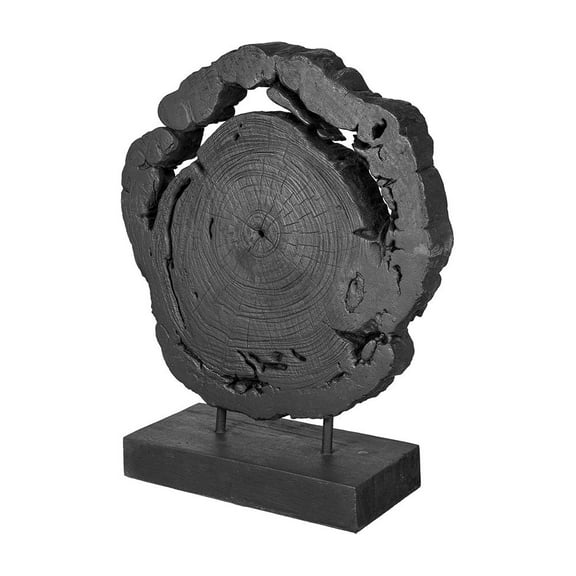 A&B Home Sliced Black Teak Wood Log Tabletop Decoration 13.8" x 3.9" x 19.7"