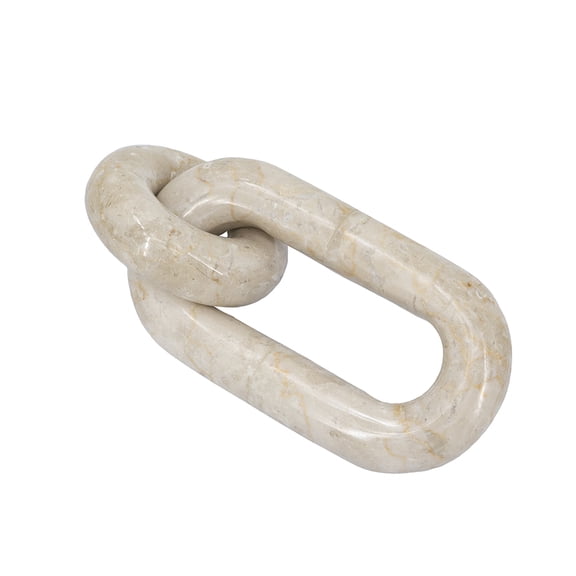 A&B Home 6.5-Inch Cream Marble Two-Link Decorative Chain Sculpture