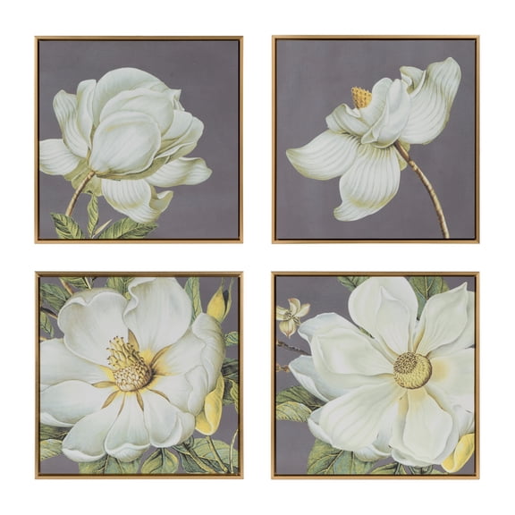 A&B Home Square Framed Floral Wall Art - Set of 4 - Gold Frame - Multi