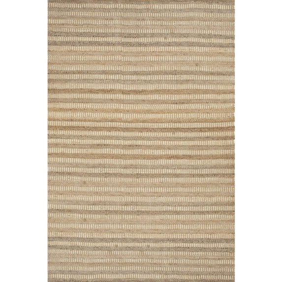 A&B Home Stripe Jute Shuttle Weave Durrie with Fringes 96 x 120