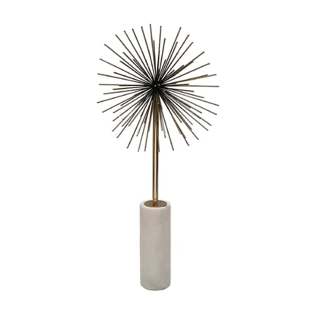 A&B Home Sunburst Statuary with Marble Base - 7.5" x 9" x 22.5" - Gold/White