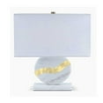 thumbnail image 1 of A&B Home Table Lamp with Rectangular Shade & Round Marble Base - 16" x 8" x 22" - Gold/White, 1 of 1
