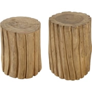 A&B Home Teak Wood Tree Stump Pedestal Stand Set - Set of 2 Size Wooden Tree Stump Stand, Garden Plant Stand, Living Room Garden Balcony Plant Stand, Large 8" x 8" x 10", Small 8" x 8" x 8"