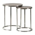 thumbnail image 1 of A&B Home Textured Print Round Nesting Tables with Rod Legs - Set of 2 - Gray, Steel Finish, 1 of 5