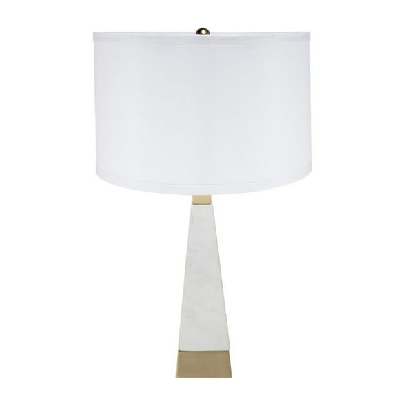 A&B Home Thin Pyramid Table Lamp with Drum Shade - 15"Dia. x 26"H - White/Gold