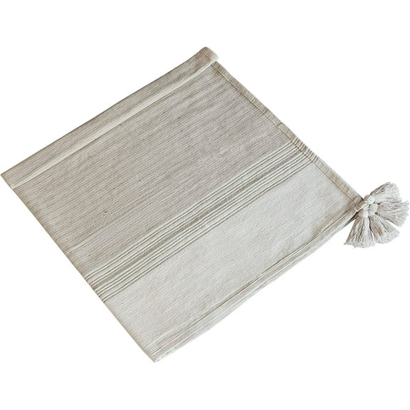 A&B Home Throw Blanket - Beige and White Stripe Woven Cotton Blend Blanket, 50" x 60"