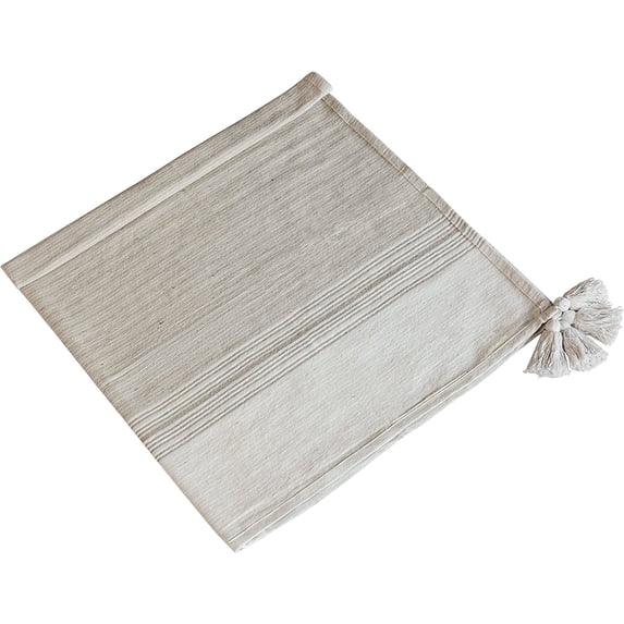 A&B Home Throw Blanket - Beige and White Stripe Woven Cotton Blend Blanket, 50" x 60"